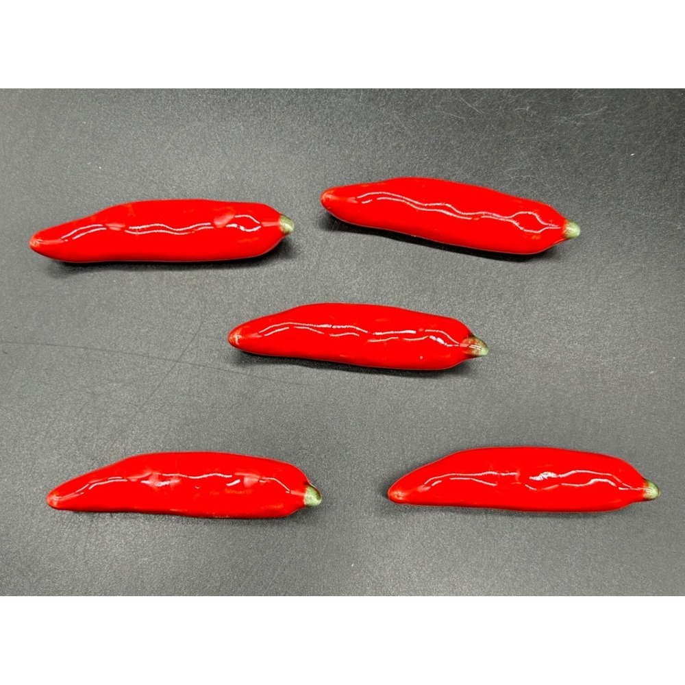 Chopstick Rest Holder Red Pepper Ceramic‎ 5 Piece Set Sushi